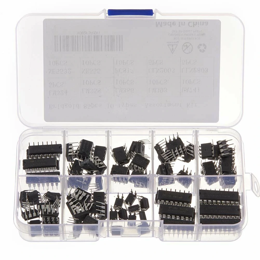 85pcs 10 Types Integrated Circuit Chip IC Chips Assortment Kit OPAMP Single Precision Timer PWM Including LM324 LM358 LM386 LM393 UA741 NE5532 NE555 PC817 ULN2003 ULN2803 — view 8
