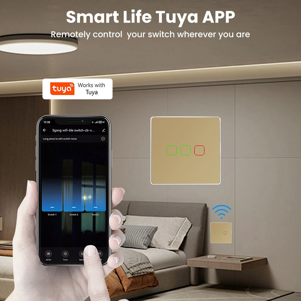 86 Type Tuya WiFi Touch Smart Switch Voice Control APP Control Timer Function Work with Amazon Alexa Google Assistant [Neutral Wire] — view 5