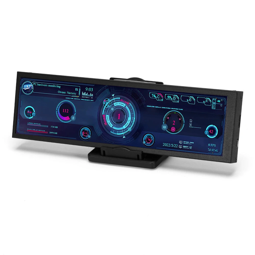 8.8 Inch Long Strip LCD Screen 1920*480P HD Driver Board Secondary Monitor AIDA64 Sub Display CPU GPU SSD Information — view 3