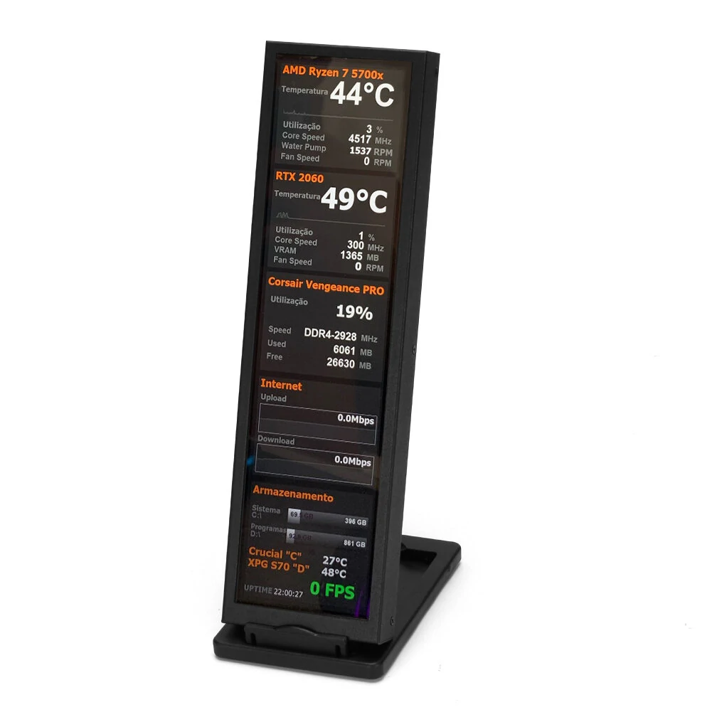 8.8 Inch Long Strip LCD Screen 1920*480P HD Driver Board Secondary Monitor AIDA64 Sub Display CPU GPU SSD Information — view 5