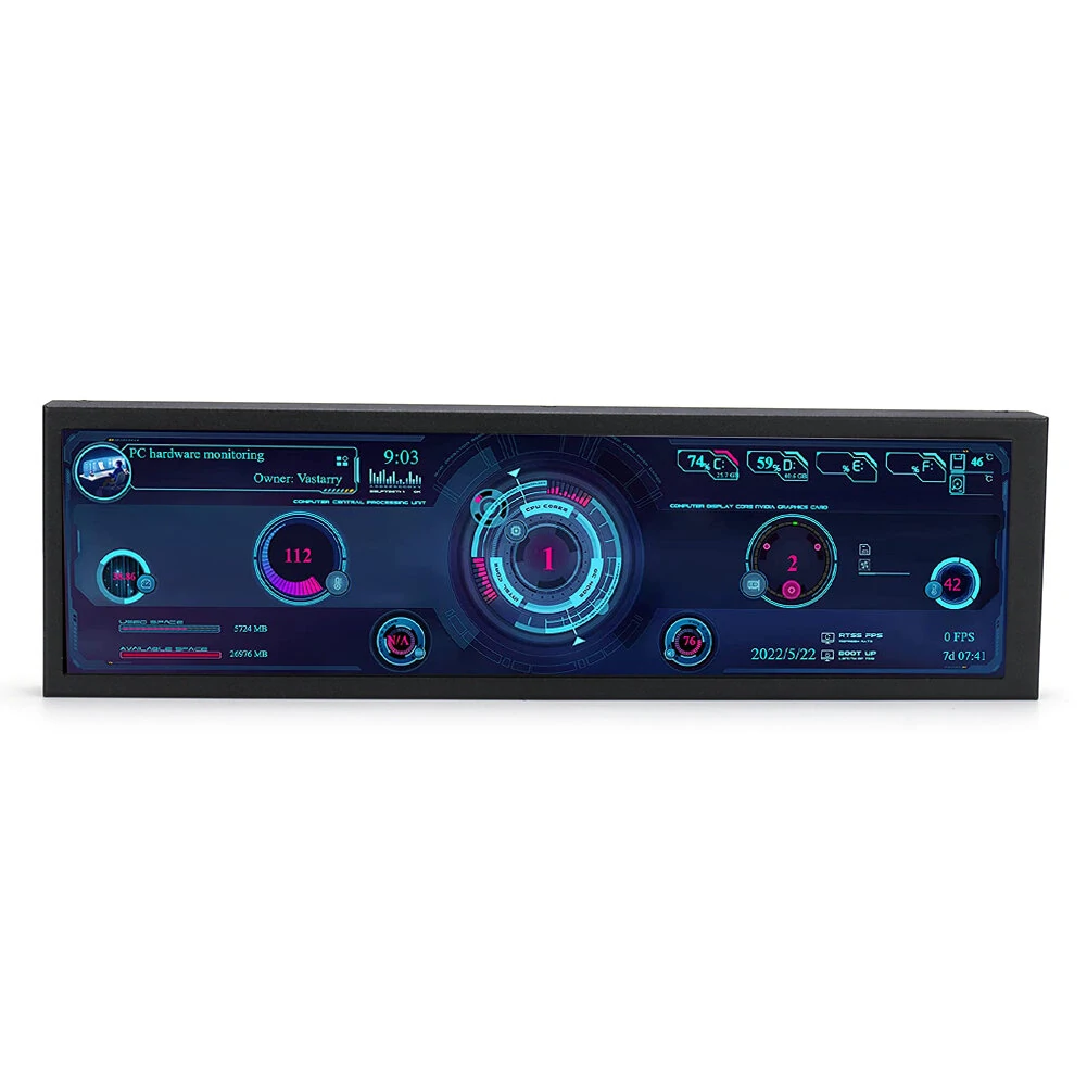 8.8 Inch Long Strip LCD Screen 1920*480P HD Driver Board Secondary Monitor AIDA64 Sub Display CPU GPU SSD Information — view 6