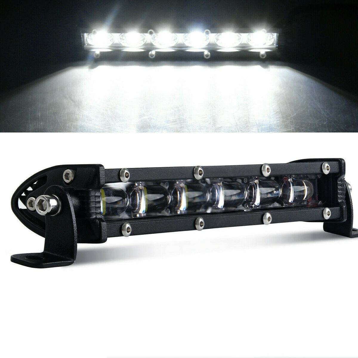 8inch 60W 6LED Work Light Slim Single Row 6D 9-30V Spot Beam Off-Road Waterproof Lamp — Pricio