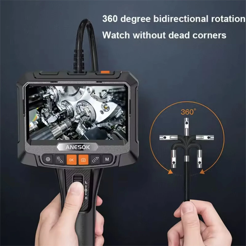 8mm Probe 8 LED Industrial Borescope Dual Lens 360 Degree Rotating Inspection Camera 5 Inch 1080P HD Screen IP67 Waterproof High Temperature Protection — view 5