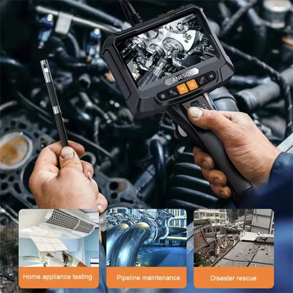8mm Probe 8 LED Industrial Borescope Dual Lens 360 Degree Rotating Inspection Camera 5 Inch 1080P HD Screen IP67 Waterproof High Temperature Protection — view 7