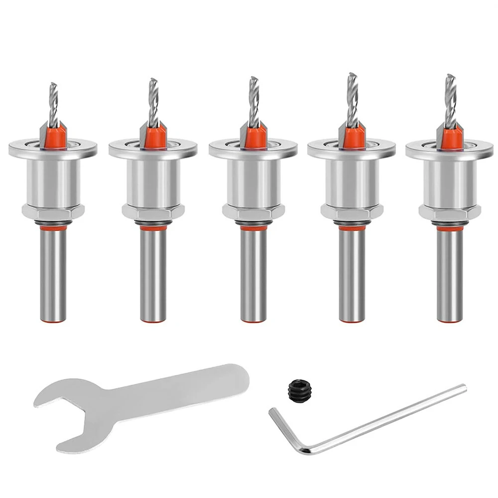8mm Round Shank Drill Bit Set Adjustable Countersink 2.8-4mm Cone Drill Counterbore Router Drill Bit with Limit Stop Alloy Head Cone Hole Drill — Pricio