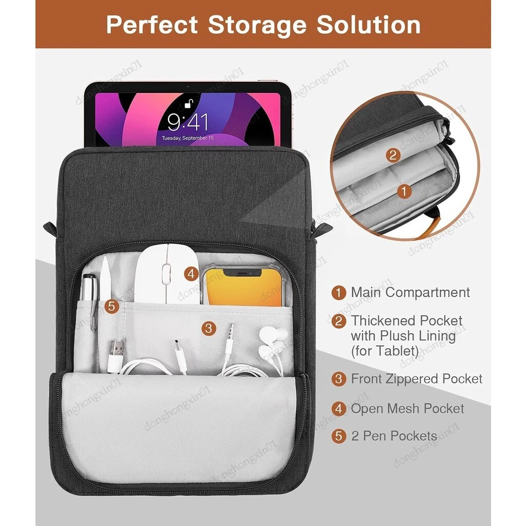 9.7''/13'' Tablet Sleeve Bag Lightweight Laptop Handbag Simple Waterproof Notebook Inner Case Messenger Bag — view 2
