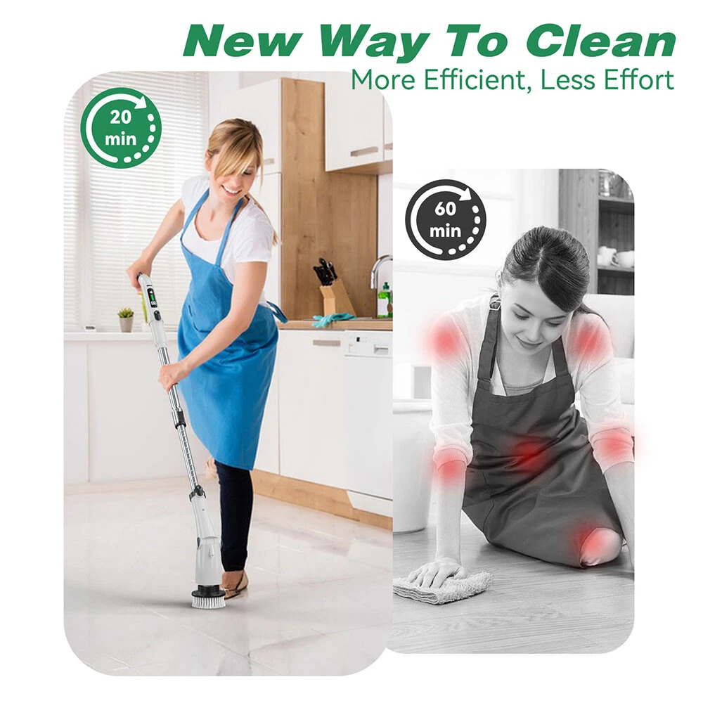 9-In-1 Multifunctional Electric Mop Handheld 3 Speed Cordless Electric Brush LCD Digital Display Electric Cleaning Brush — view 10