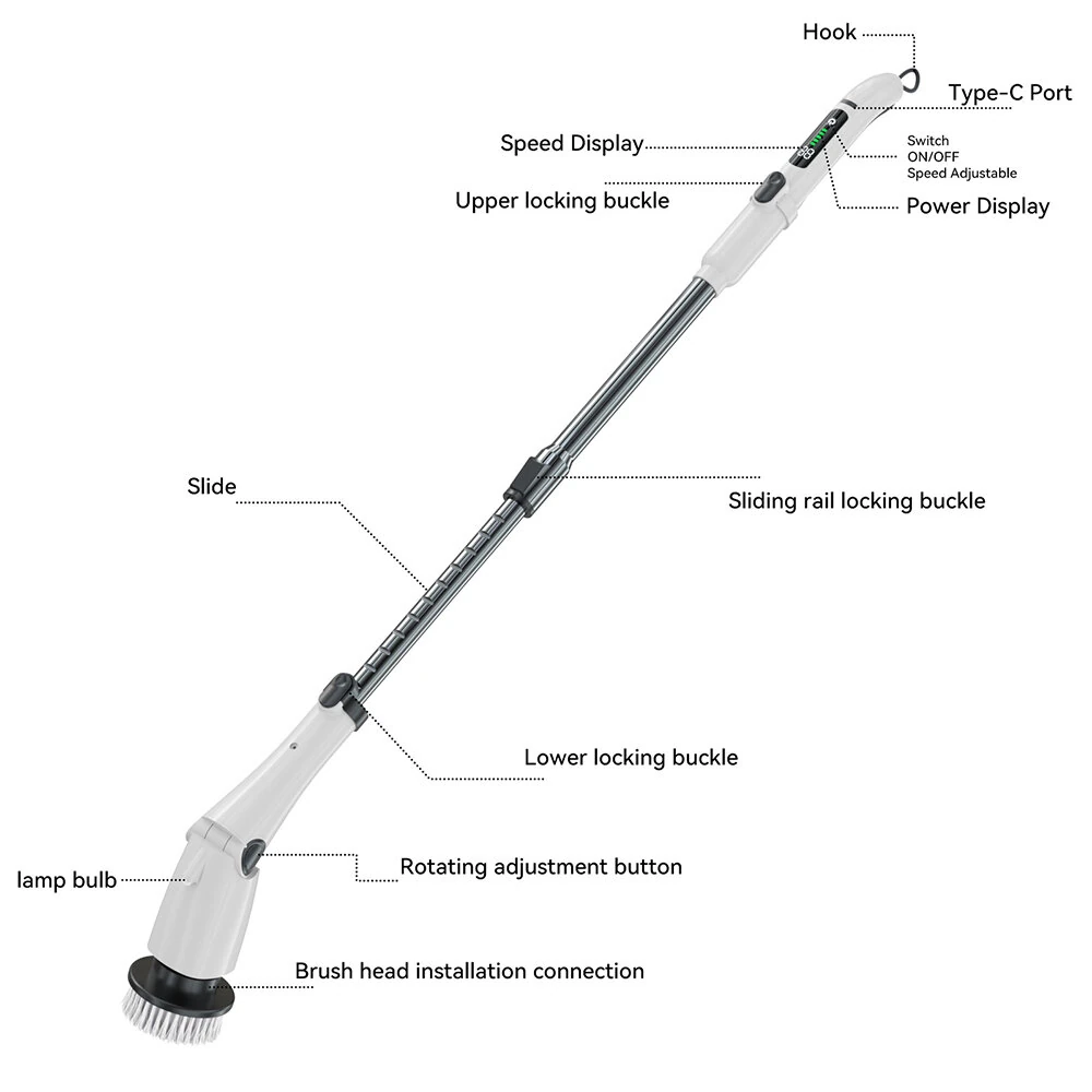 9-In-1 Multifunctional Electric Mop Handheld 3 Speed Cordless Electric Brush LCD Digital Display Electric Cleaning Brush — view 11