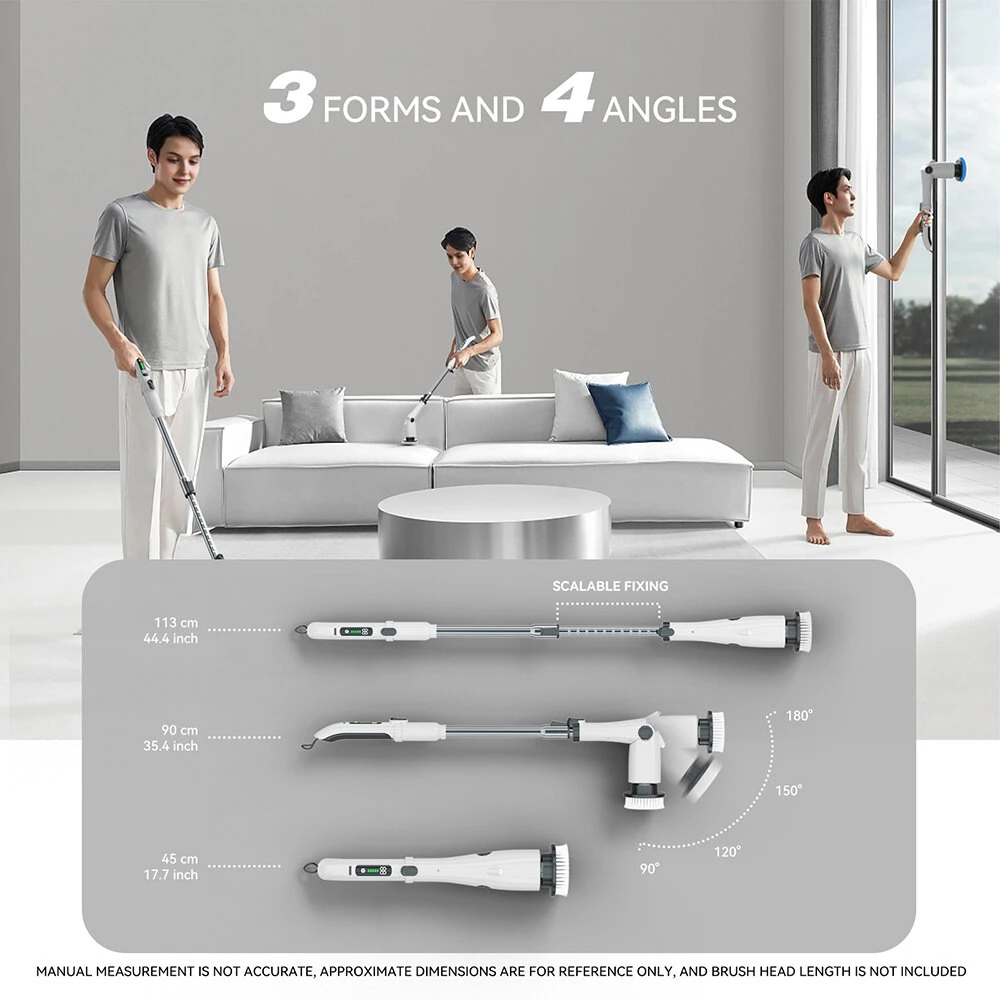 9-In-1 Multifunctional Electric Mop Handheld 3 Speed Cordless Electric Brush LCD Digital Display Electric Cleaning Brush — view 6
