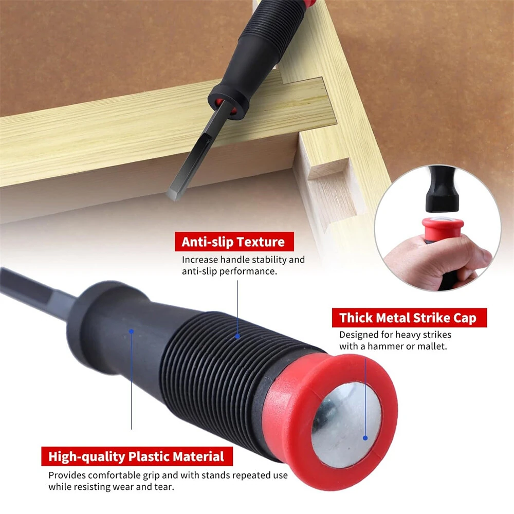 90° Right Angle Corner Chisel Mortise Chisel High Carbon Steel Blade Plastic Handle 2.76 Inch Depth for Door Installation Wood Carving Framing Woodworking Tools — view 5