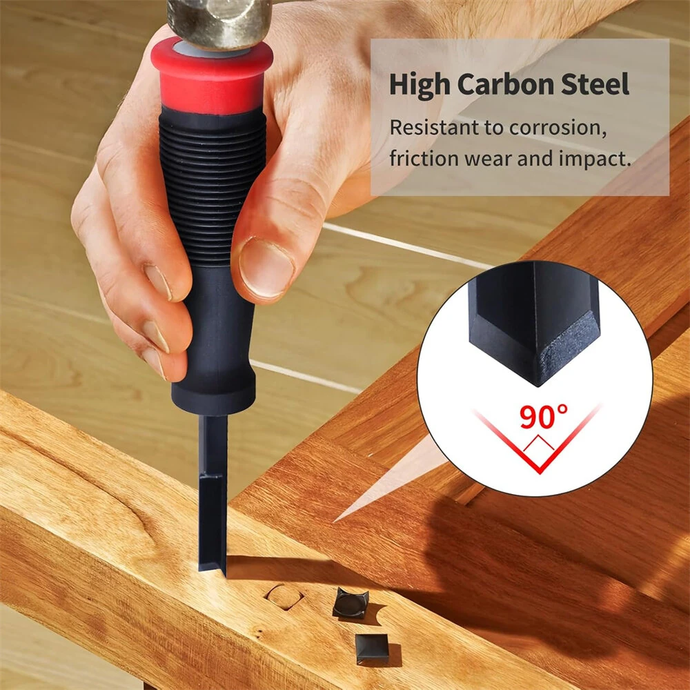 90° Right Angle Corner Chisel Mortise Chisel High Carbon Steel Blade Plastic Handle 2.76 Inch Depth for Door Installation Wood Carving Framing Woodworking Tools — view 6