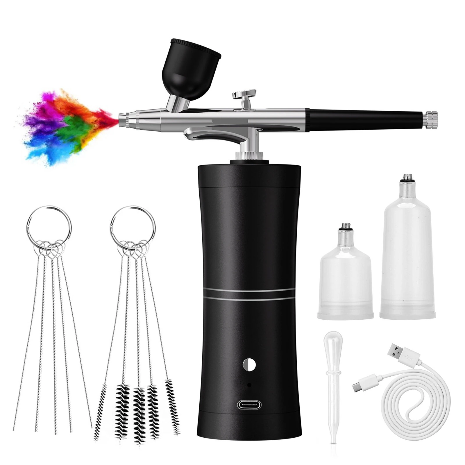 900mAh High-Pressure Spray Gun Sprayer Kit 0.3mm Mini Air Compressor Air Brush Kit Painting Airbrush Gun For Nail Art Tattoo Craft Cake Nano Fog Mist Sprayer — view 2