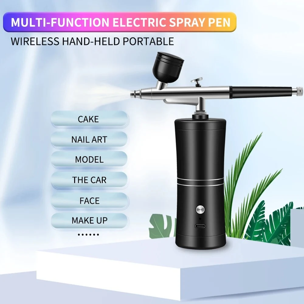 900mAh High-Pressure Spray Gun Sprayer Kit 0.3mm Mini Air Compressor Air Brush Kit Painting Airbrush Gun For Nail Art Tattoo Craft Cake Nano Fog Mist Sprayer — view 3