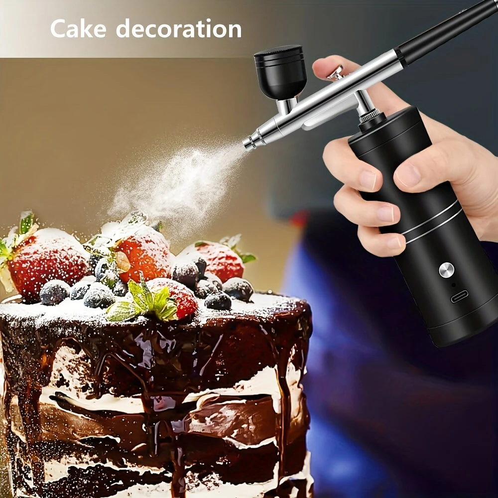 900mAh High-Pressure Spray Gun Sprayer Kit 0.3mm Mini Air Compressor Air Brush Kit Painting Airbrush Gun For Nail Art Tattoo Craft Cake Nano Fog Mist Sprayer — view 4