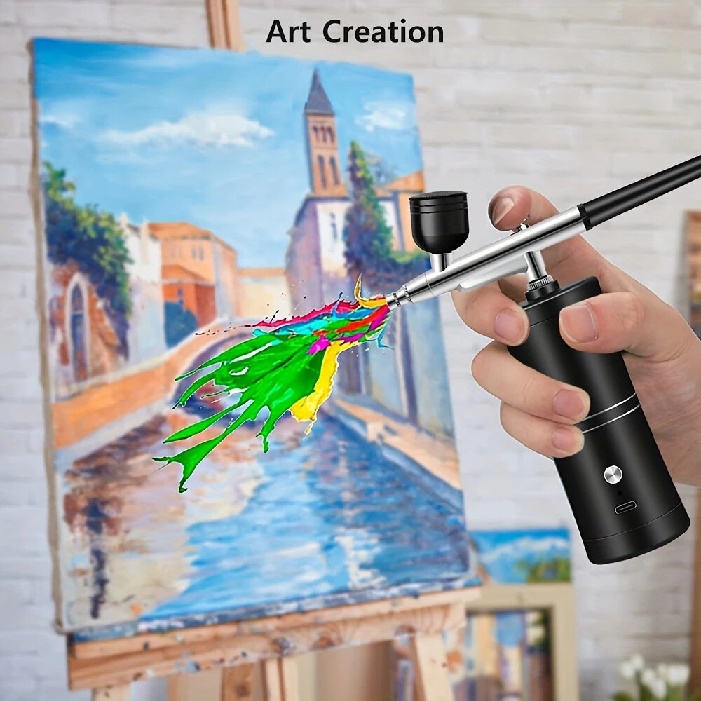 900mAh High-Pressure Spray Gun Sprayer Kit 0.3mm Mini Air Compressor Air Brush Kit Painting Airbrush Gun For Nail Art Tattoo Craft Cake Nano Fog Mist Sprayer — view 5