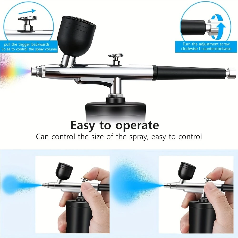 900mAh High-Pressure Spray Gun Sprayer Kit 0.3mm Mini Air Compressor Air Brush Kit Painting Airbrush Gun For Nail Art Tattoo Craft Cake Nano Fog Mist Sprayer — view 7