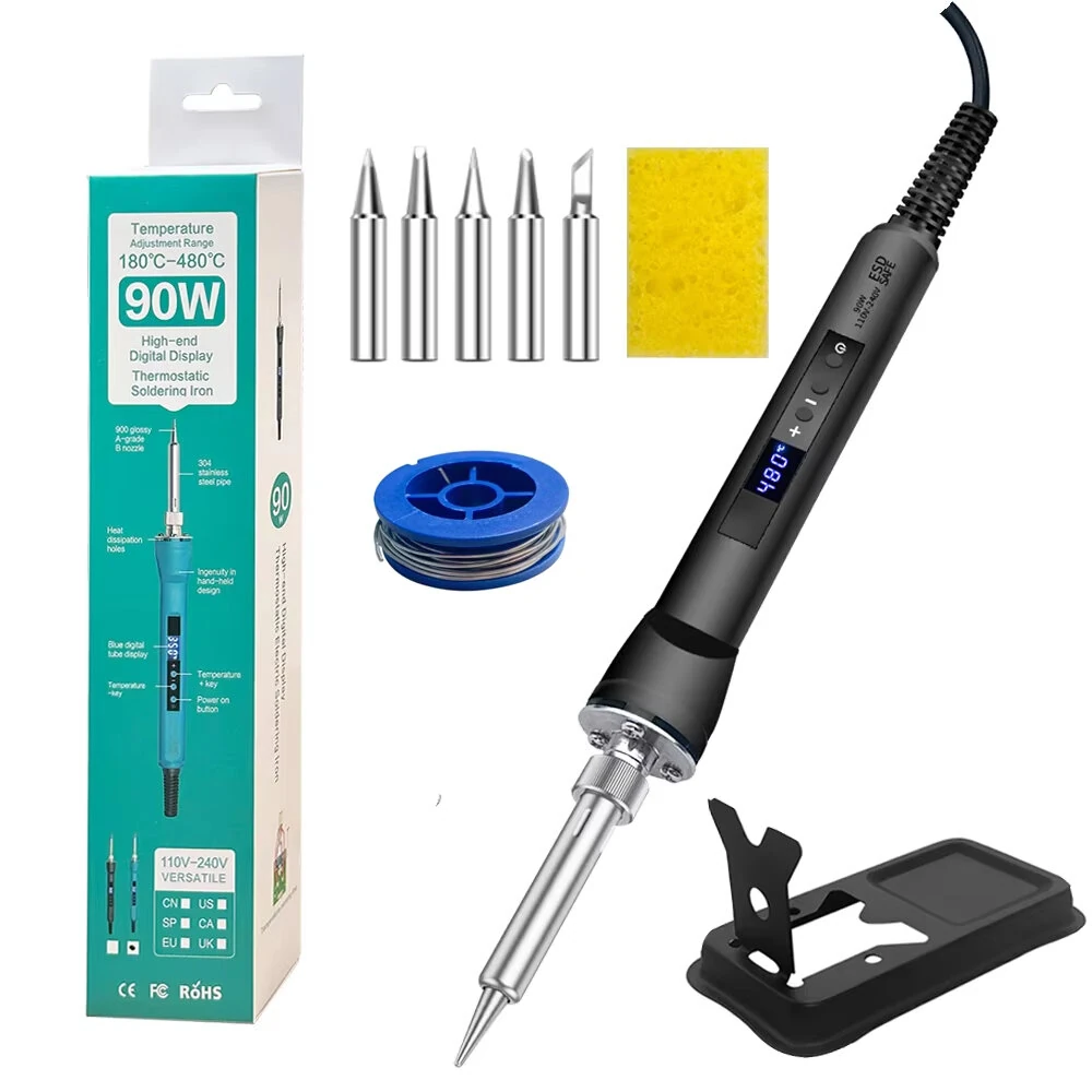 90W Digital Soldering Iron Adjustable Temperature Welding Tool Set Fast Heating Real-Time Display High Precision — view 2