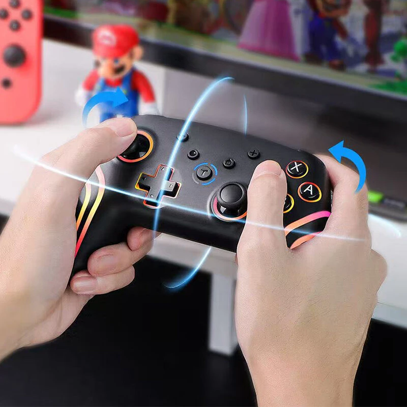 933A Wireless Game Controller for Switch Pro PC Steam Deck bluetooth Gamepad with RGB Lighting Six Axis Gyro Dual Motors Vibration Function Ergonomics Design — view 5