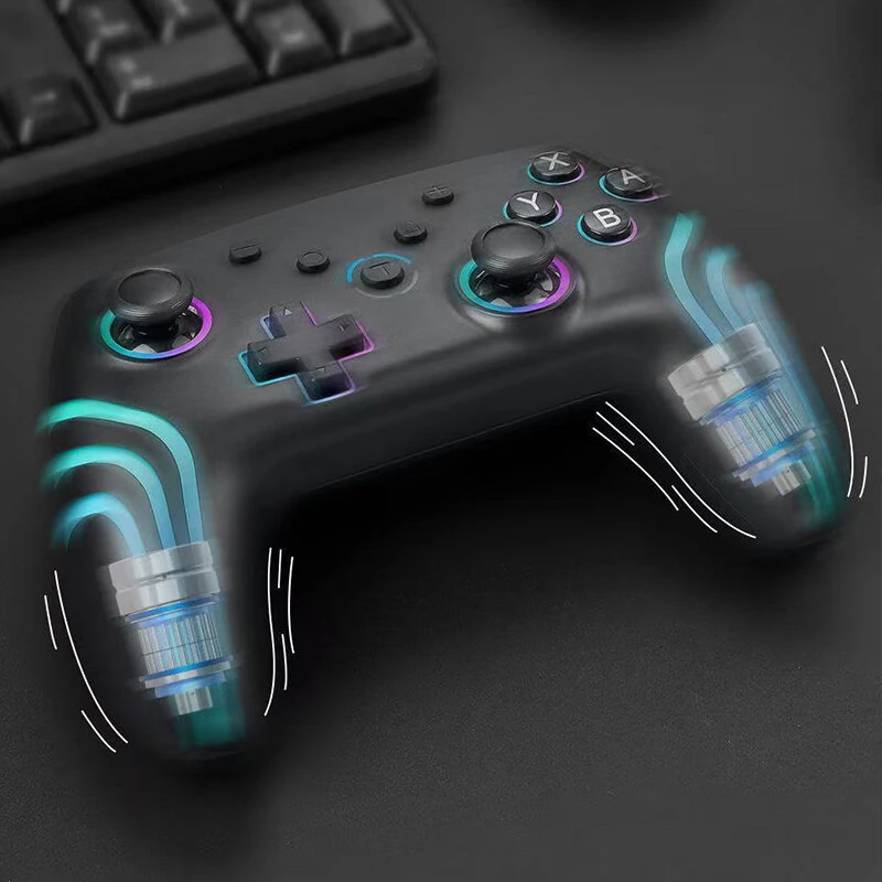 933A Wireless Game Controller for Switch Pro PC Steam Deck bluetooth Gamepad with RGB Lighting Six Axis Gyro Dual Motors Vibration Function Ergonomics Design — view 6