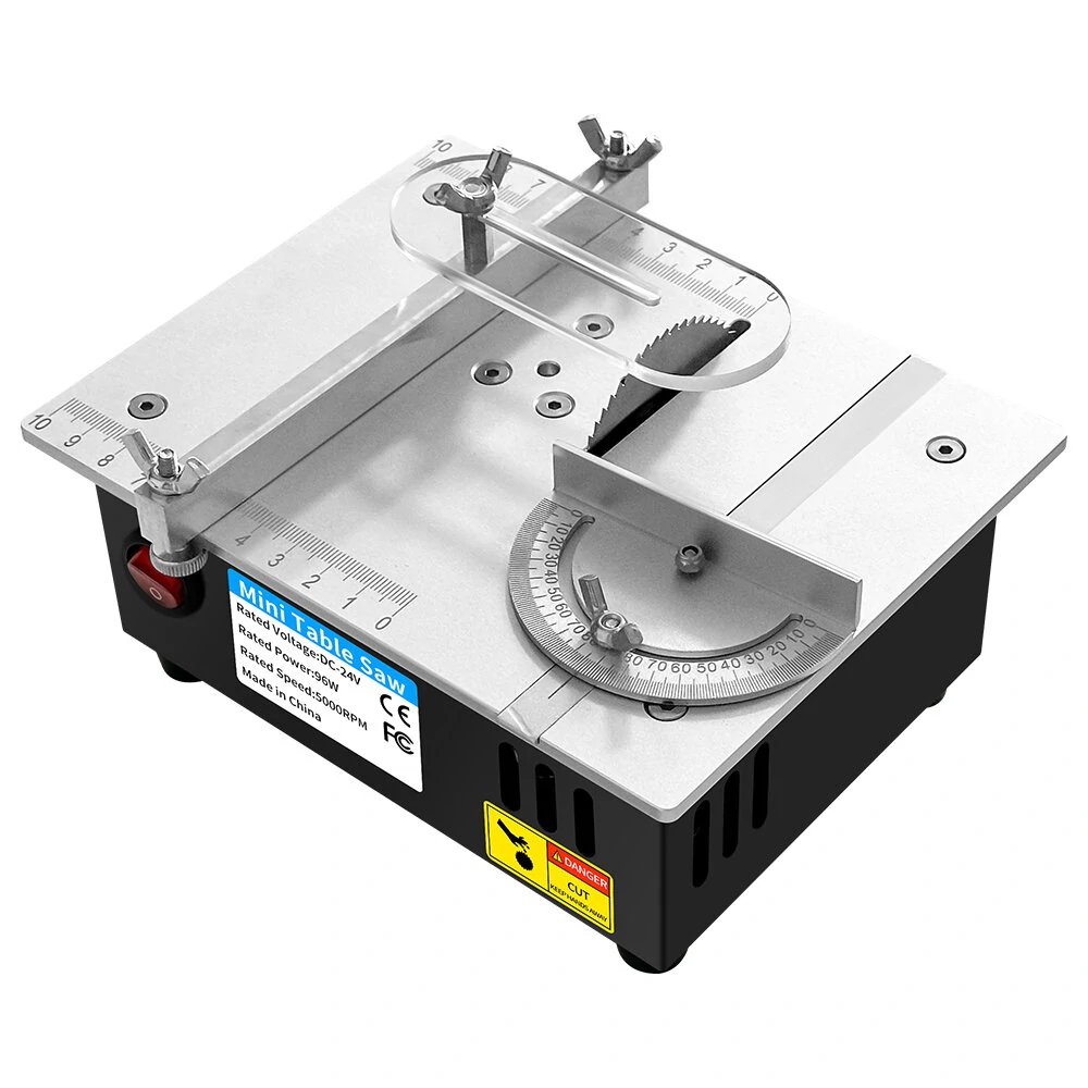 96W 24V Mini Multifunctional Table Saw Electric Desktop Saw with 7 Speed Adjustable 63mm Blade Woodworking Bench Lathe Cutter Machine DIY Cutting Tool — Pricio