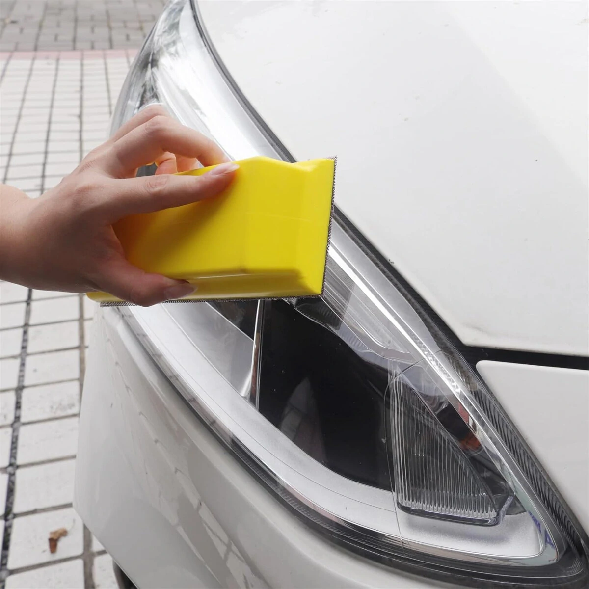 9PCS Hand Sanding Blocks Set Versatile Contoured Profile Yellow Medium-Density Polyurethane Foam Convex and Concave Shapes Hook Loop Attachment for Auto Body Wood Furniture Sanding — view 8
