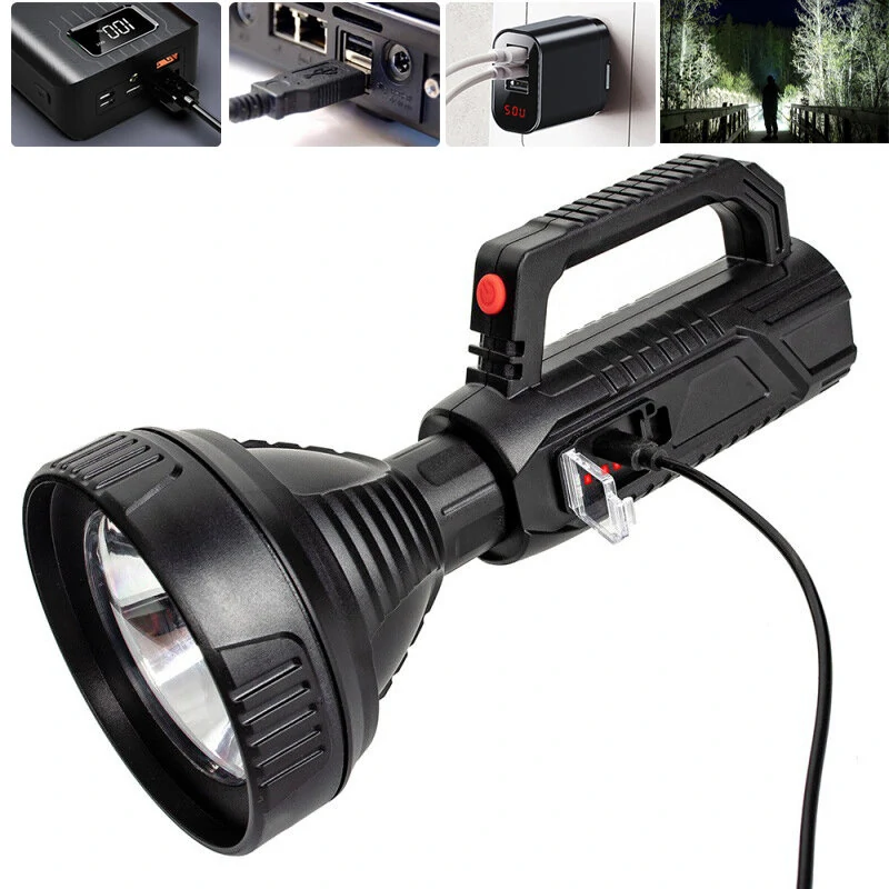 A08 Long Shoot Strong OSL Spotlight with 18650 Li-ion Battery USB Rechargeable＆Power Display LED Handheld Flashlight Home Tools — Pricio