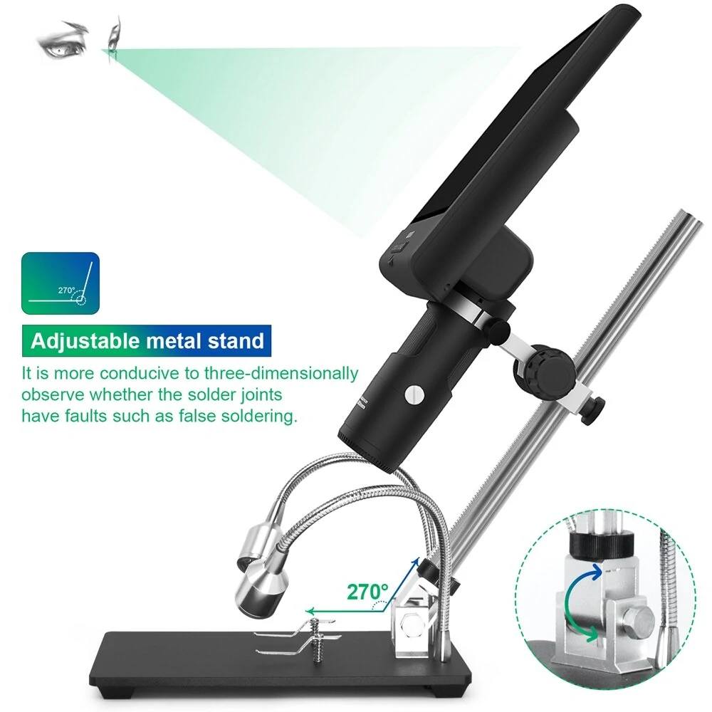 AD209 10" Digital Microscope 3X-200X Magnification 1080P adjustable LCD display for soldering Microscope Repai — view 4