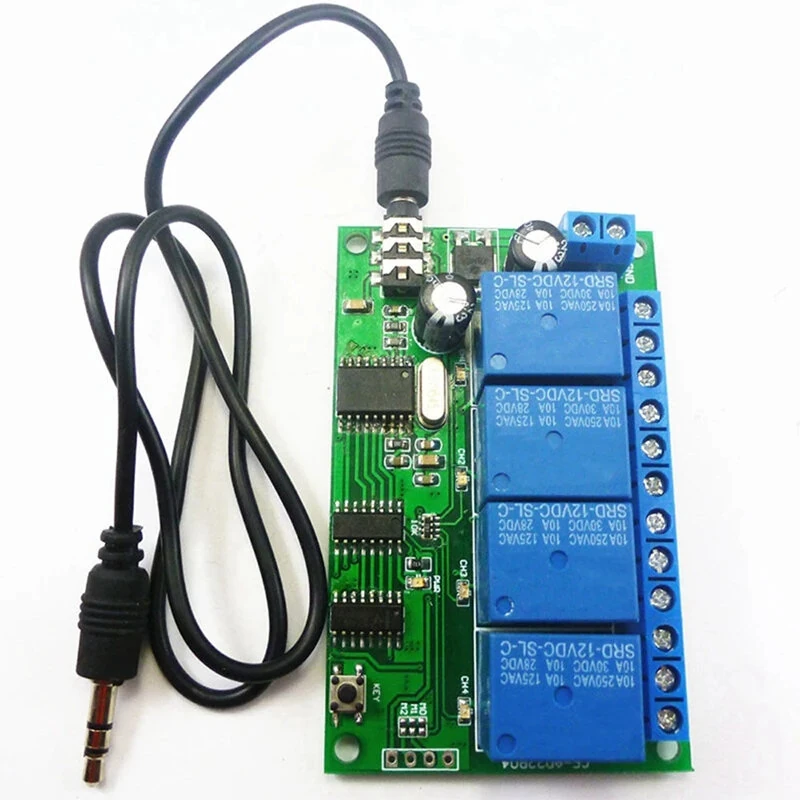 AD22B04 MT8870 4 Channel Relay DTMF Tone Signal Decoder Remote Control Relay Module 12V DC for PLC Smart Home with Cable — Pricio