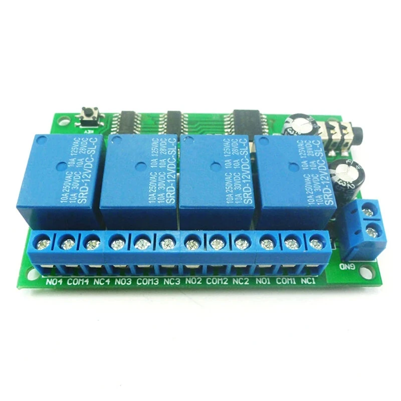AD22B04 MT8870 4 Channel Relay DTMF Tone Signal Decoder Remote Control Relay Module 12V DC for PLC Smart Home with Cable — view 4