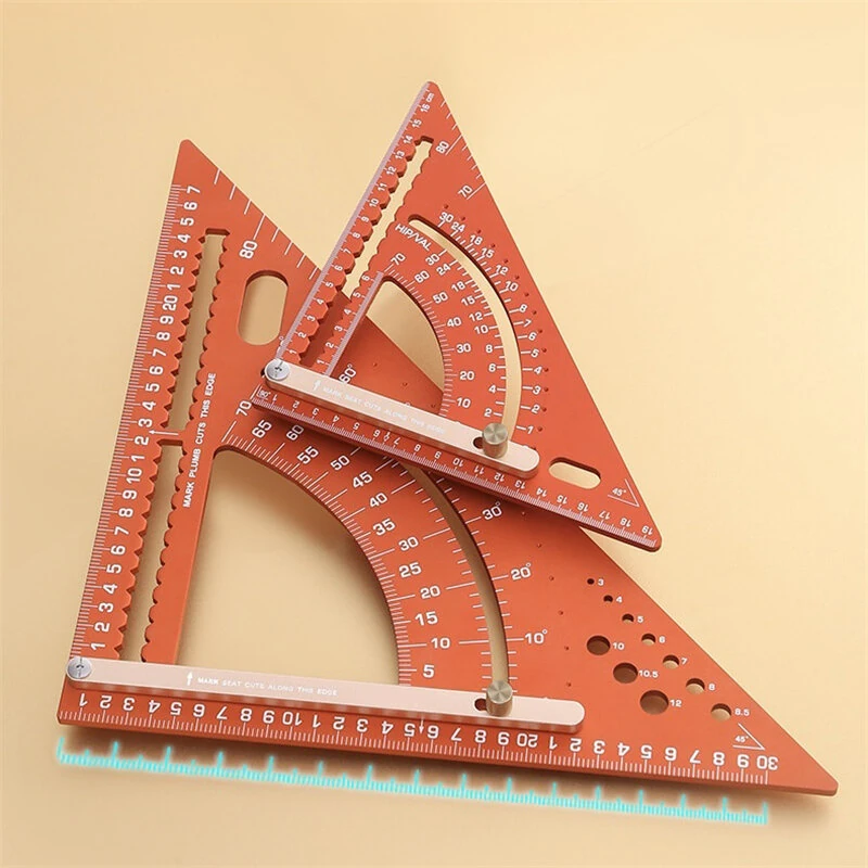 Adjustable Aluminum Alloy Triangle Ruler Multi-Functional Protractor Angle Measuring Tool Laser Engraved Scale Circle Drawing Tool — view 4