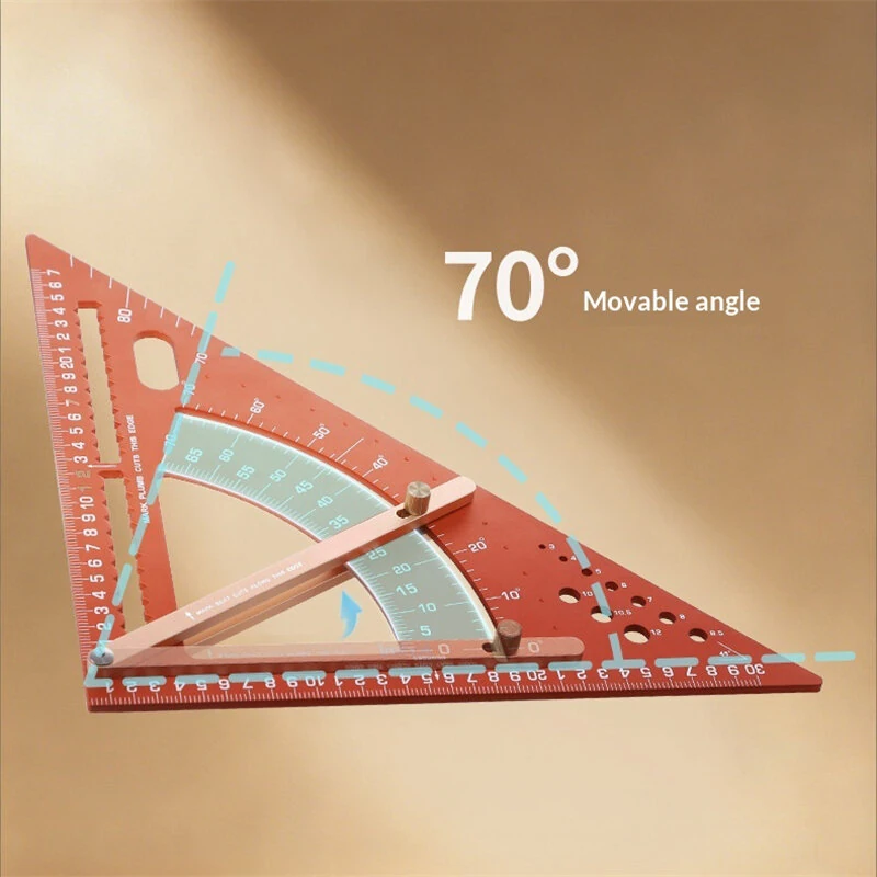 Adjustable Aluminum Alloy Triangle Ruler Multi-Functional Protractor Angle Measuring Tool Laser Engraved Scale Circle Drawing Tool — view 6
