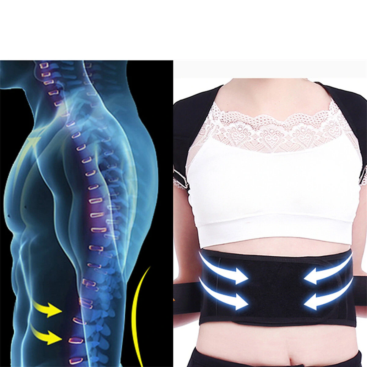 Adjustable Back Support Belt Back Posture Corrector Shoulder Lumbar Spine Support Back Protector — view 4