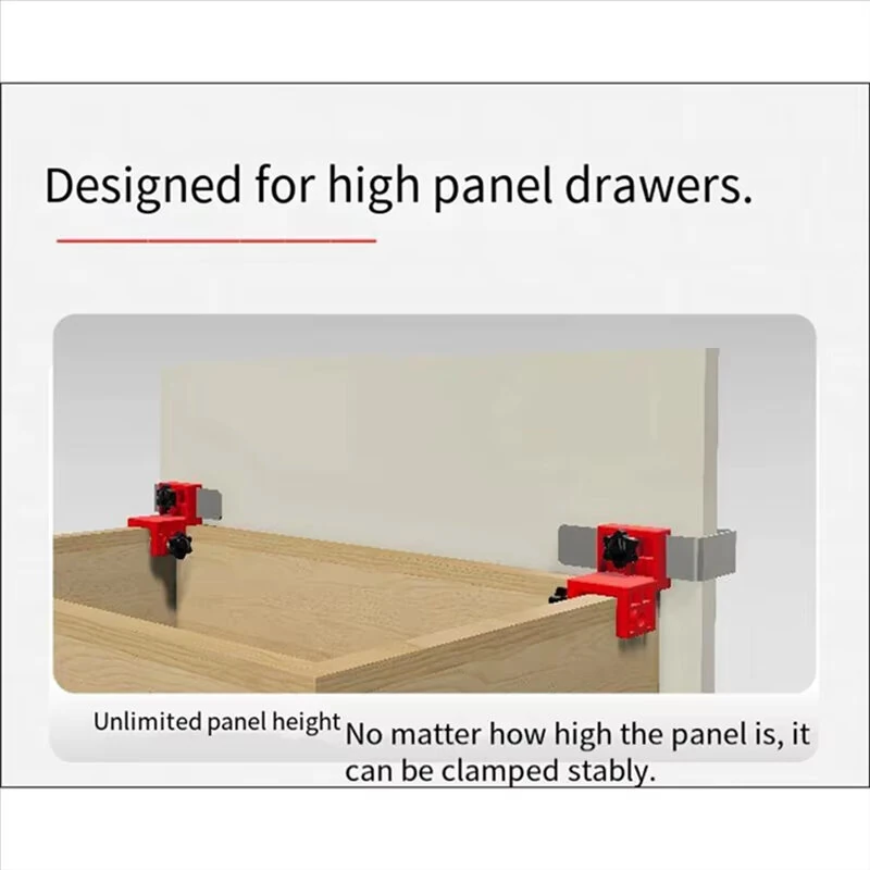 Adjustable Drawer Front Panel Installation Clamps Cabinet Hardware Jig Metal Cabinet Positioning Tool for Precise Fast Panel Fixing Woodworking Assembly — view 5