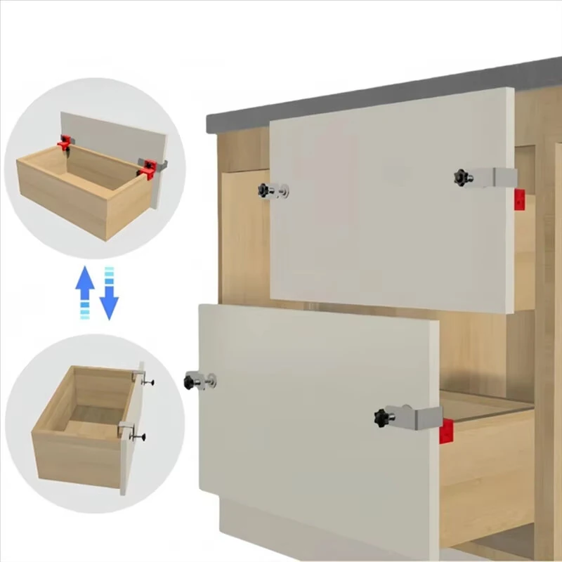 Adjustable Drawer Front Panel Installation Clamps Cabinet Hardware Jig Metal Cabinet Positioning Tool for Precise Fast Panel Fixing Woodworking Assembly — view 6