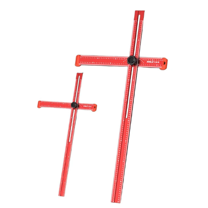 Adjustable T Shape Angle Ruler Aluminum Alloy Multi Angle Measuring Tool 90° 45° Precision Marking Ruler Woodworking Line Drawing Tool 60cm 90cm Metric Scale — view 2