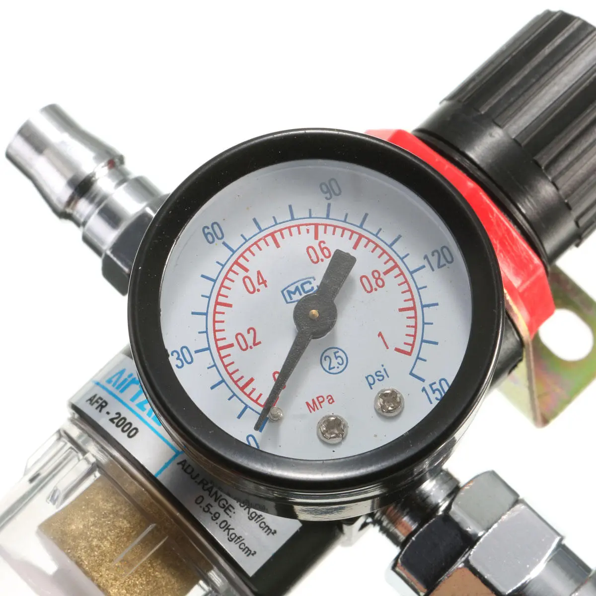 AFR-2000 1/4 Inch Air Compressor Filter Water Separator Trap Tools Kit With Regulator Gauge — view 10