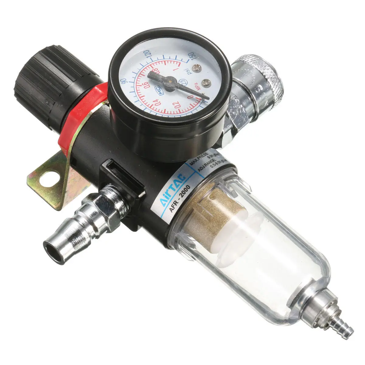 AFR-2000 1/4 Inch Air Compressor Filter Water Separator Trap Tools Kit With Regulator Gauge — view 3