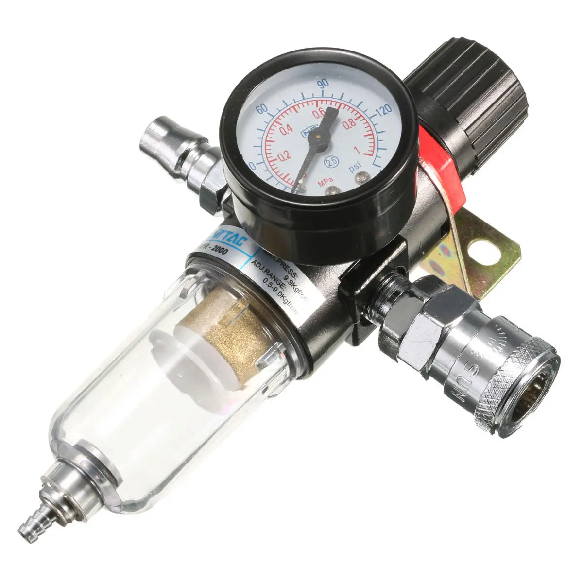 AFR-2000 1/4 Inch Air Compressor Filter Water Separator Trap Tools Kit With Regulator Gauge — view 8