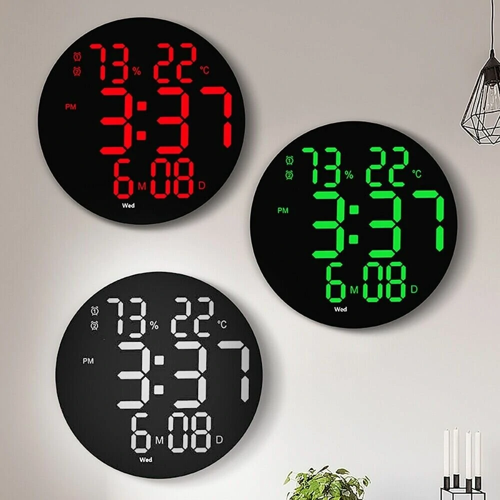 AGSIVO 10 Inch Digital Wall Clock With Remote Controller / Dual Alarm Clock / Calendar / Temperature / Humidity / Count Down for Home and Office — AGSIVO