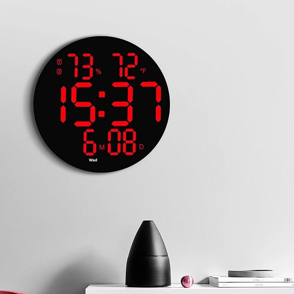 AGSIVO 10 Inch Digital Wall Clock With Remote Controller / Dual Alarm Clock / Calendar / Temperature / Humidity / Count Down for Home and Office — view 4