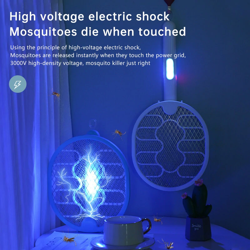 AGSIVO 3 In 1 3000V Cordless Rechargeable Electric Mosquito Bug Zapper Foldable Handheld Mosquito Killing Lamp — view 5