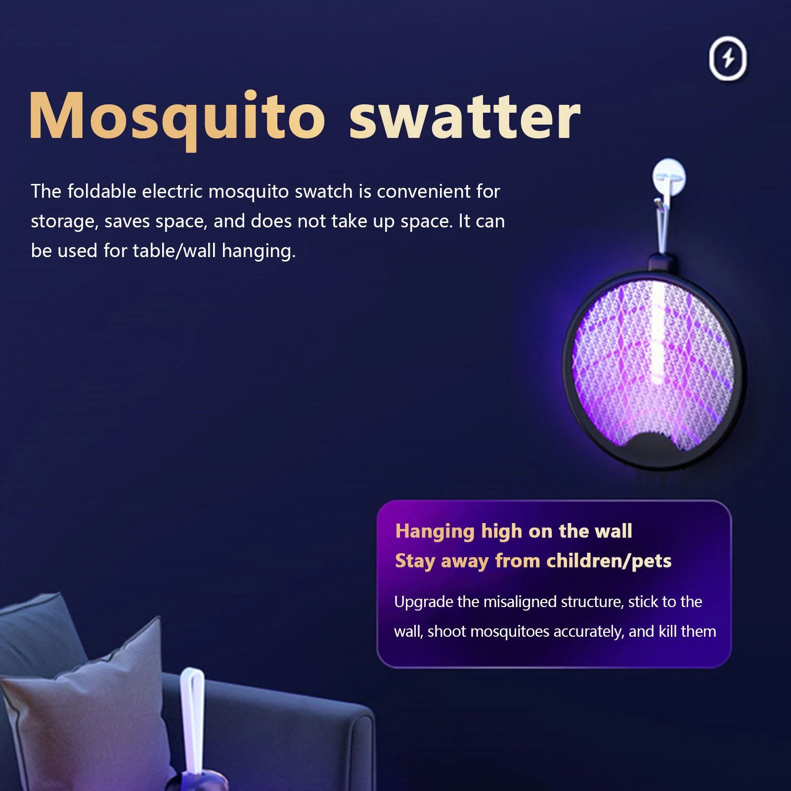AGSIVO 3 In 1 3000V Cordless Rechargeable Electric Mosquito Bug Zapper Foldable Handheld Mosquito Killing Lamp Fly Trap — view 10