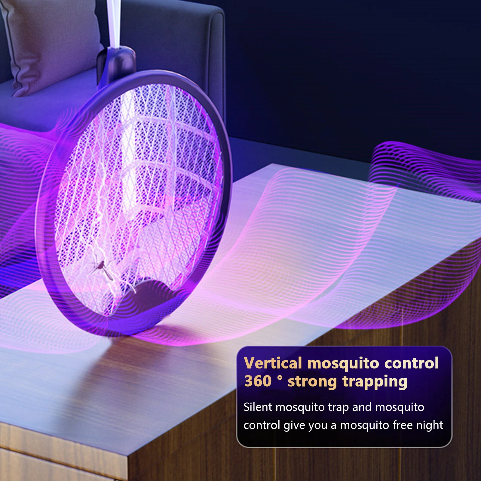 AGSIVO 3 In 1 3000V Cordless Rechargeable Electric Mosquito Bug Zapper Foldable Handheld Mosquito Killing Lamp Fly Trap — view 3