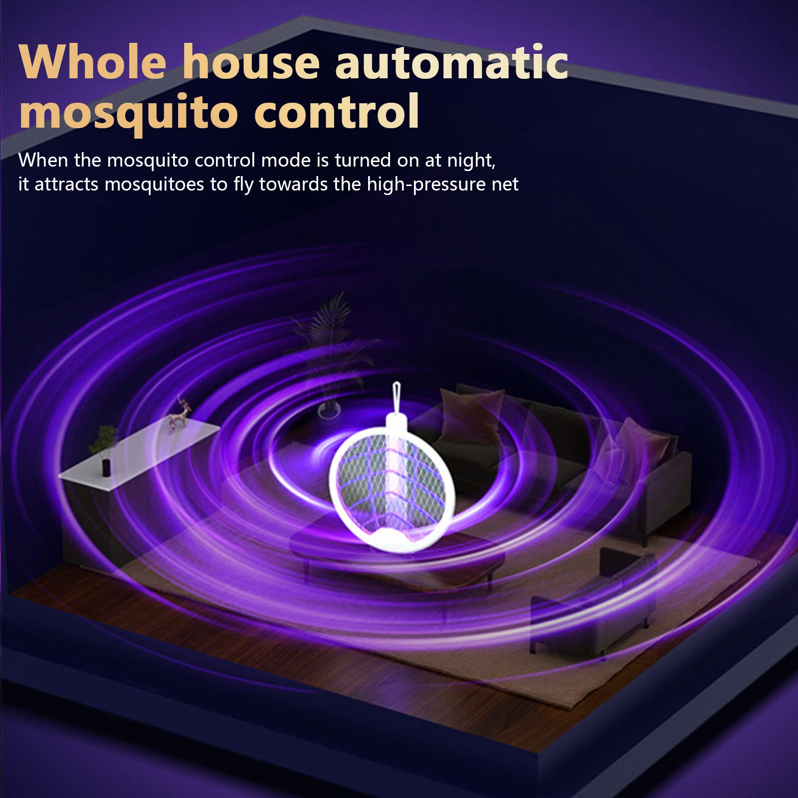 AGSIVO 3 In 1 3000V Cordless Rechargeable Electric Mosquito Bug Zapper Foldable Handheld Mosquito Killing Lamp Fly Trap — view 6