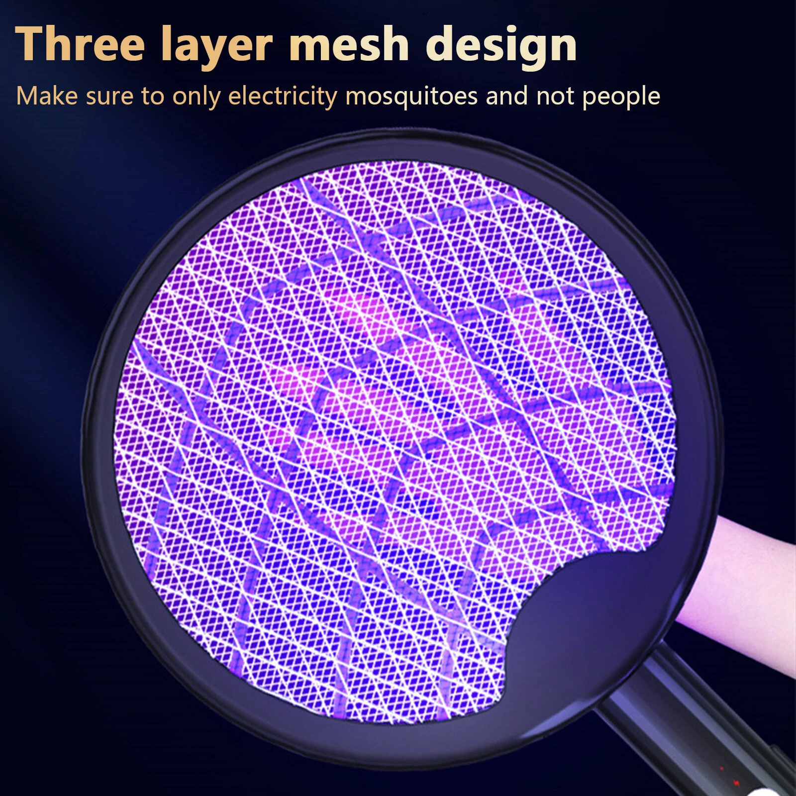 AGSIVO 3 In 1 3000V Cordless Rechargeable Electric Mosquito Bug Zapper Foldable Handheld Mosquito Killing Lamp Fly Trap — view 7