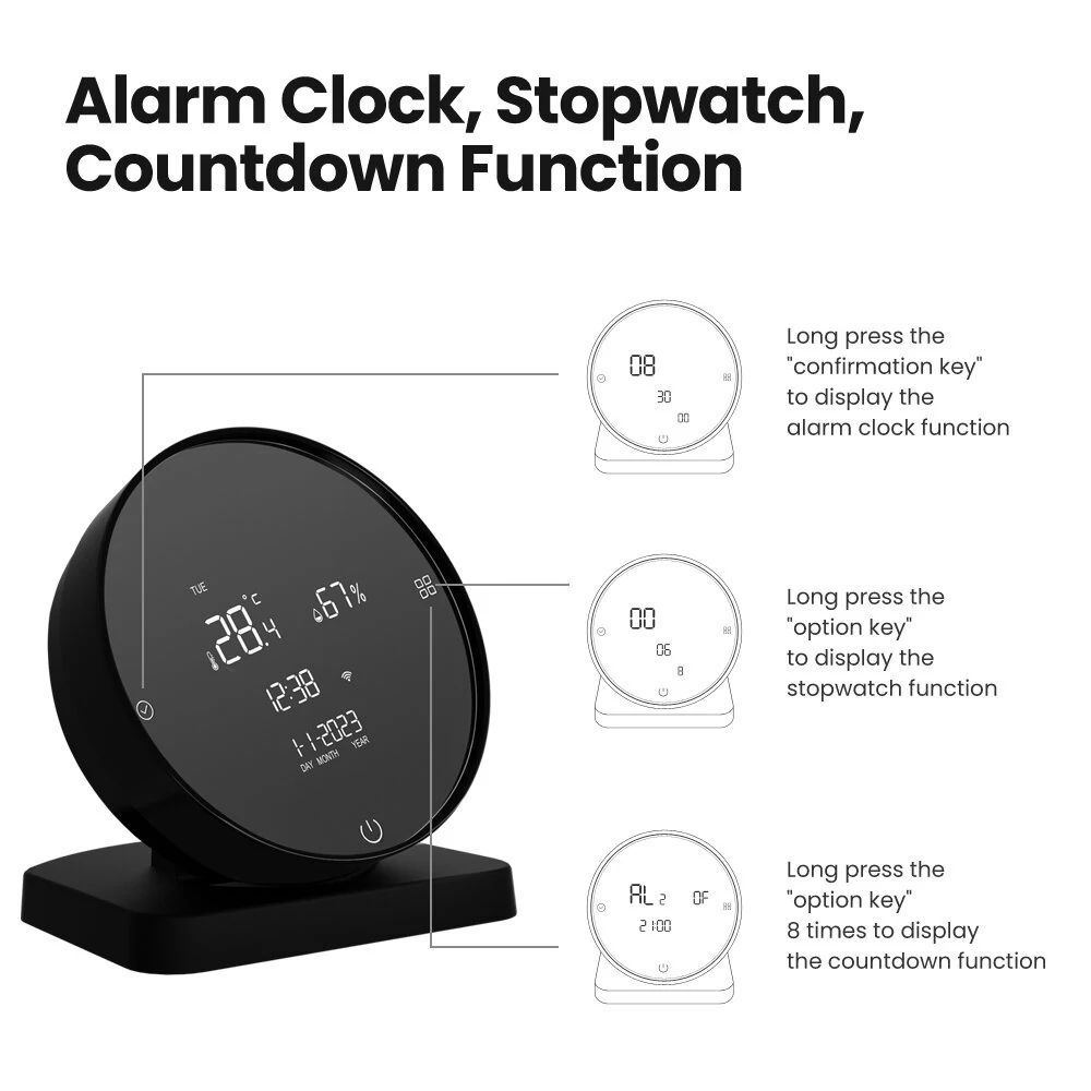 AGSIVO 3 In 1 Tuya Wifi Infrared IR Remote Controller Alarm Clock Temperature and Humidity Sensor Compatible with Alexa & Google Home — view 6