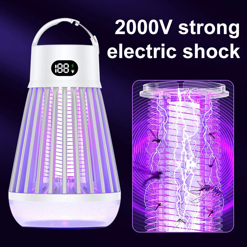 AGSIVO Cordless LED Digital Display Electric Mosquito Bug Zapper Mosquito Killing Lamp Fly Trap Camp Lamp with Rechargeable Battery for Indoor and Outdoor — view 5