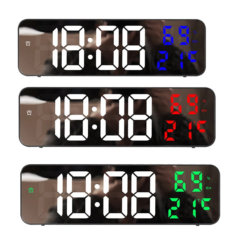 AGSIVO Digital Wall Clock Alarm Clock Large LED Display with Automatic Brightness / Indoor Temperature / Humidity Monitor / 12/24H For Home Office Classroom — view 3