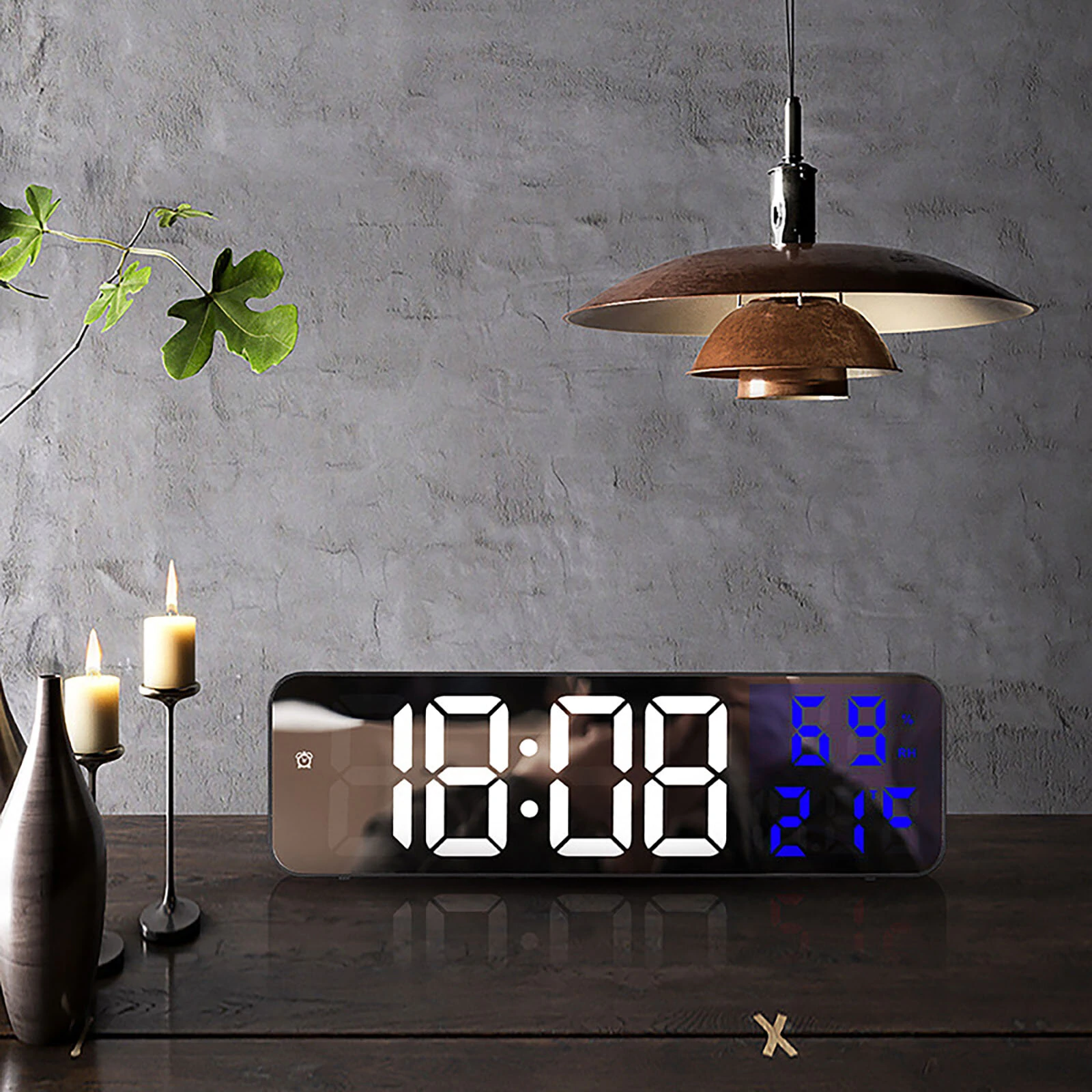 AGSIVO Digital Wall Clock Alarm Clock Large LED Display with Automatic Brightness / Indoor Temperature / Humidity Monitor / 12/24H For Home Office Classroom — view 5