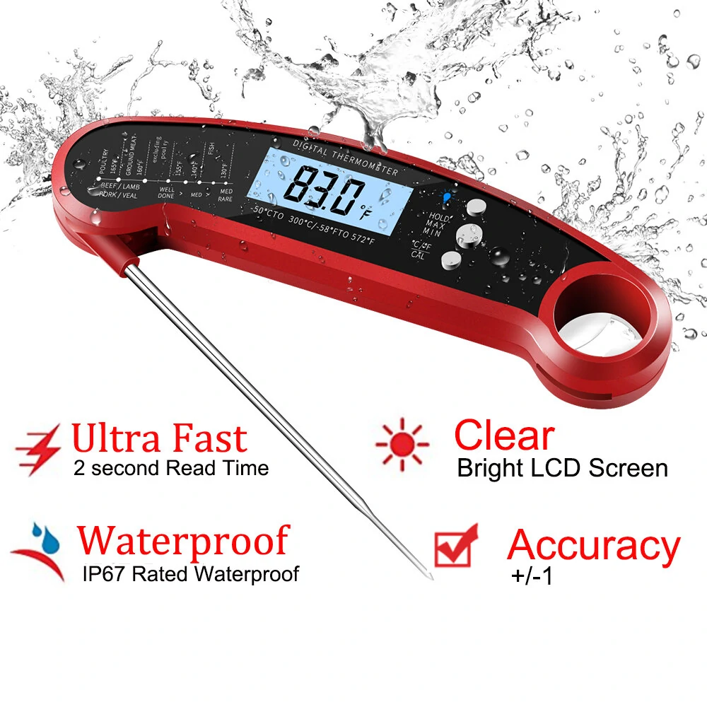 AGSIVO Fast Instant Read Digital Food Meat Thermometer Waterproof For BBQ Kitchen Cooking Grilling — view 4